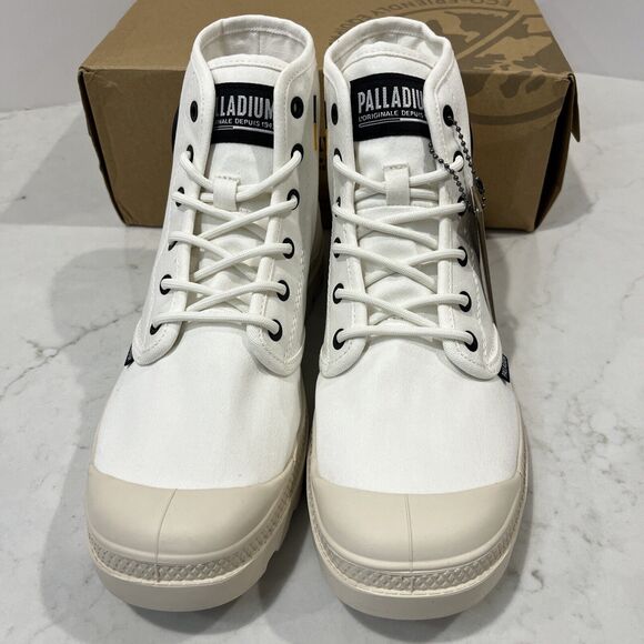 Palladium Pampa HI Htg Supply Star White Combat Boots M 8‎ , W 9.5 Canvas NEW
